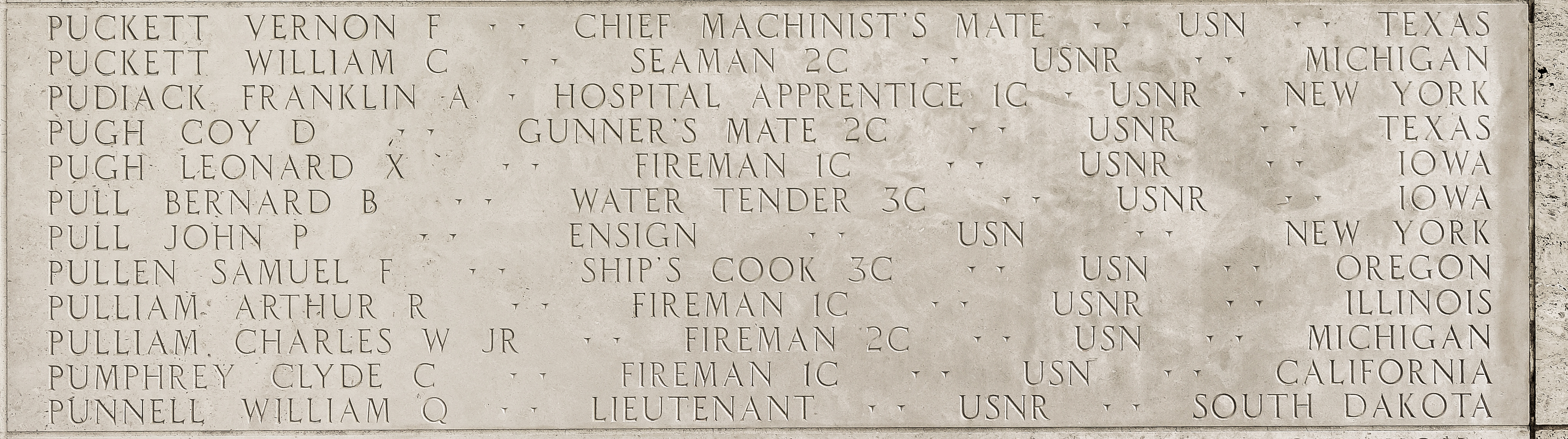 Leonard X. Pugh, Fireman First Class